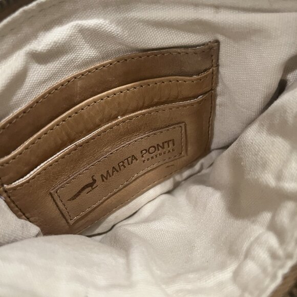 Marta Ponti Saddle Tan Woven Shoulder Cross Body Bag with Fringe Zipper Pull - Picture 2 of 6